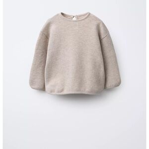 Zara Cozy Crewneck Sweater in Light Beige! NWOT IN GRAY! 6-9m